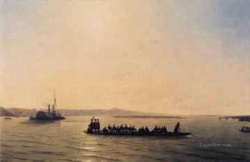Alejandro II cruzando el Danubio 1878 Romántico Ivan Aivazovsky ruso Pinturas al óleo